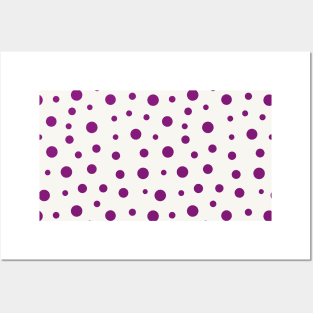 Purple dots of different sizes over beige background Posters and Art